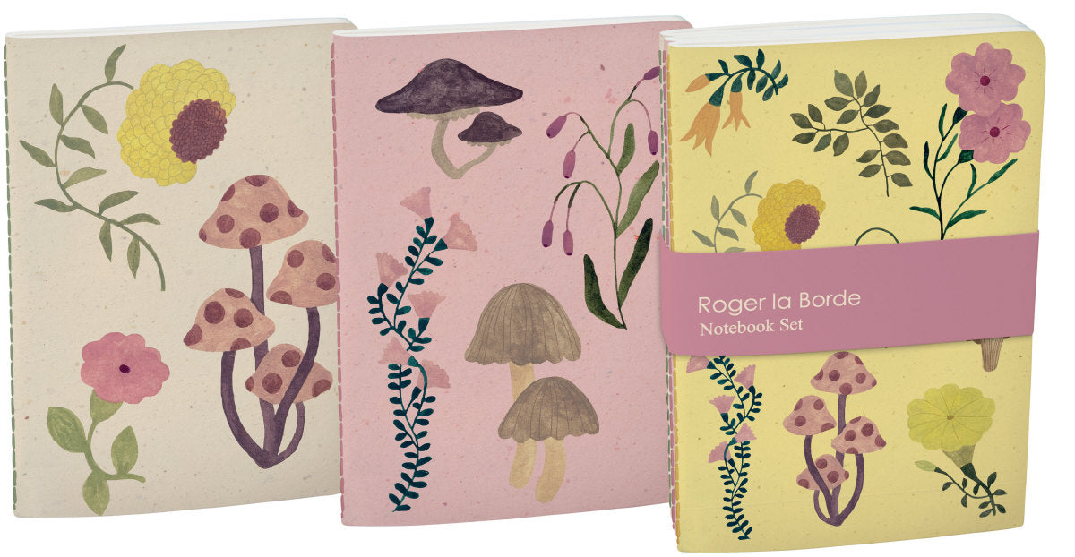Roger la Borde Flora and Fungi A6 Softback Journal Set featuring artwork by Karolina Ciechanska