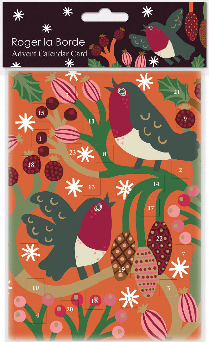 Roger la Borde Christmas Chorus Advent calendar card featuring artwork by Monika Forsberg