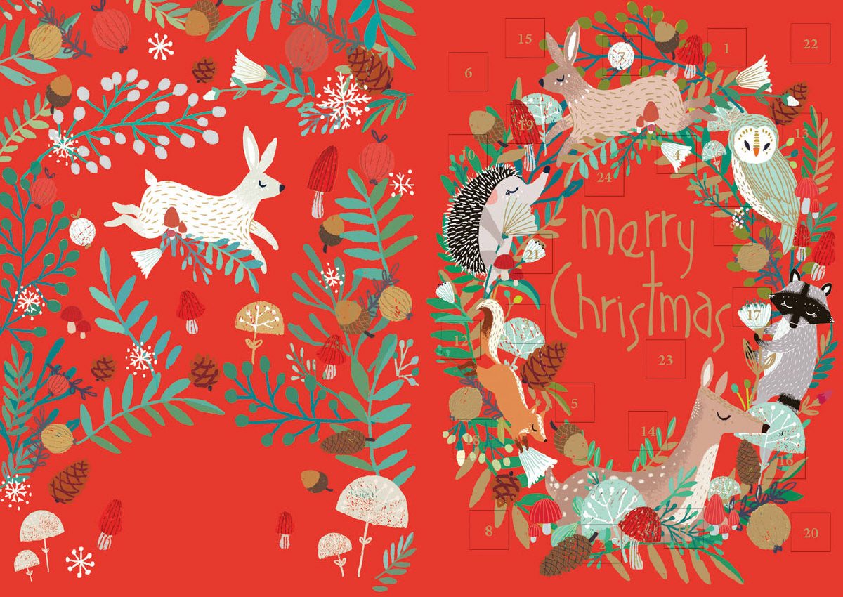 Roger la Borde Snowy Sanctuary Advent calendar card featuring artwork by Antoana Oreski