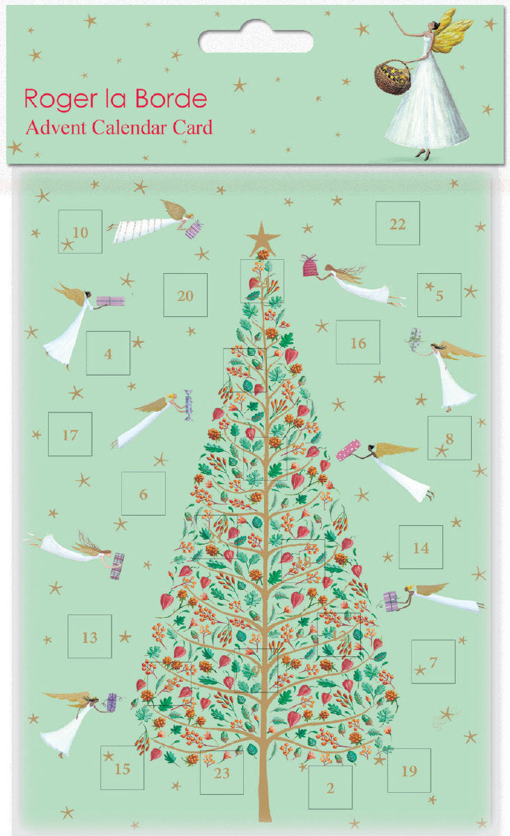 Roger la Borde Angelic Antics Advent calendar card featuring artwork by Roger la Borde