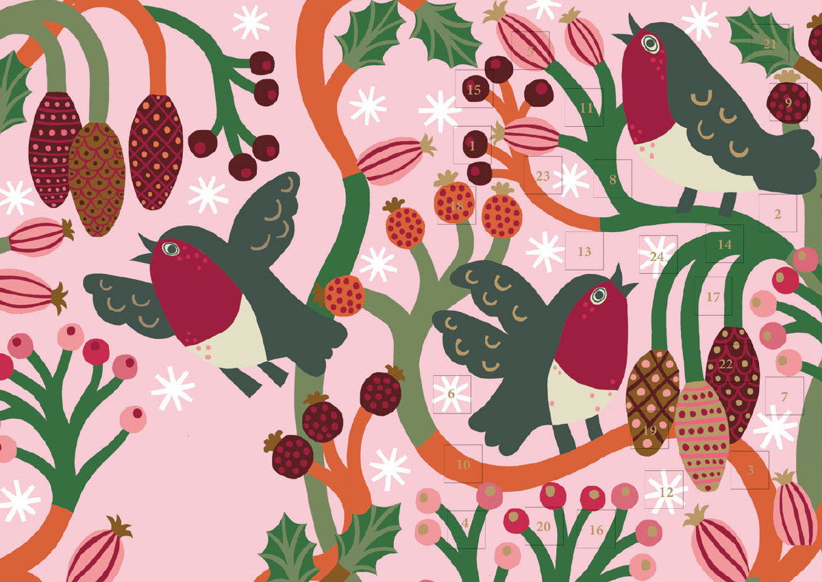 Roger la Borde Christmas Chorus Advent calendar card featuring artwork by Monika Forsberg