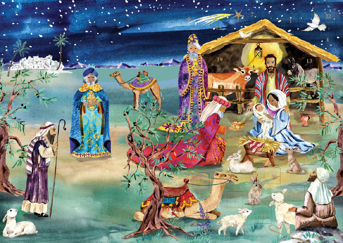 Roger la Borde The Christmas Story Advent calendar card featuring artwork by Fay Ford