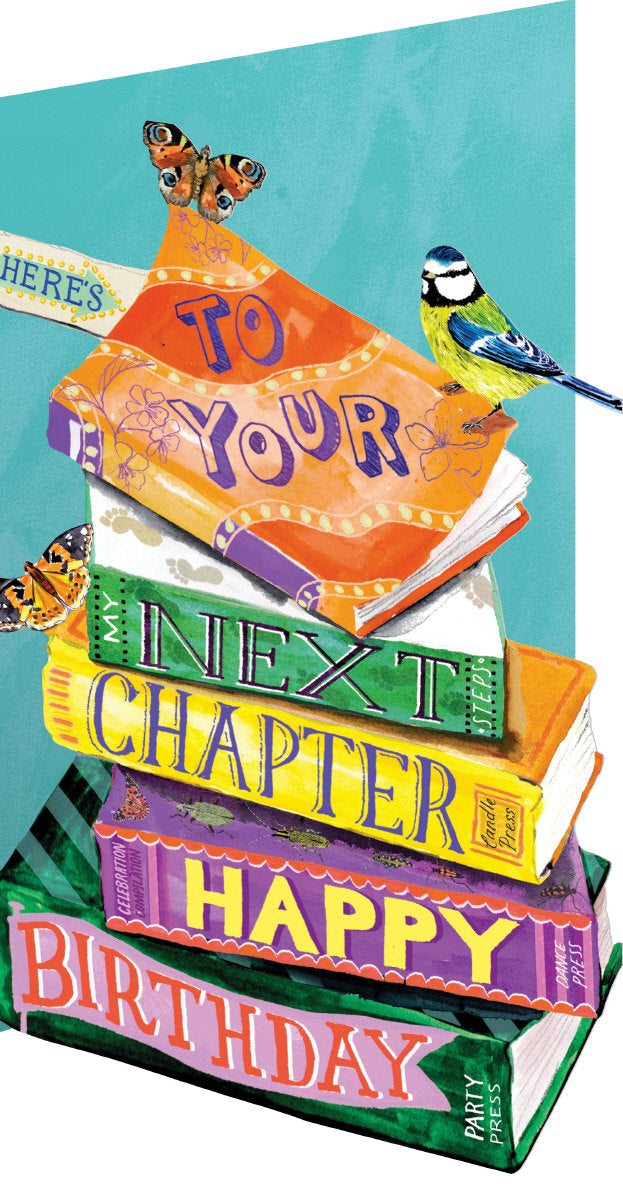 Roger la Borde Bookstack Lasercut card featuring artwork by Fay Ford