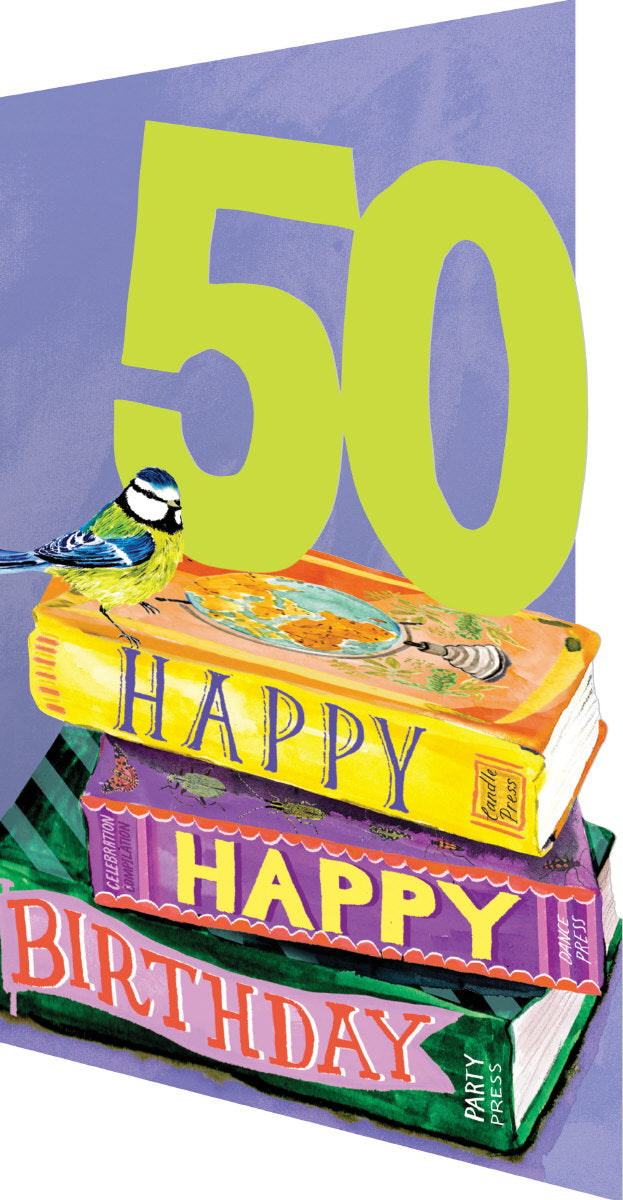 Roger la Borde Bookstack Lasercut card featuring artwork by Fay Ford