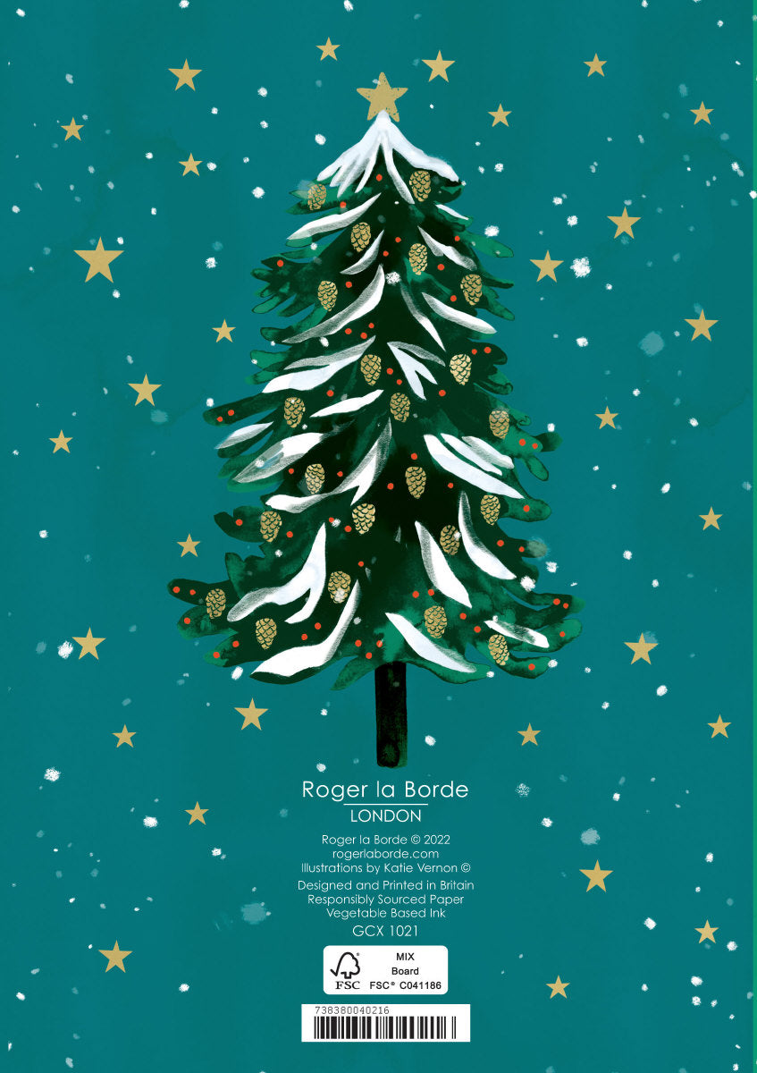 Roger la Borde Wild Winter Forest Standard Christmas Card featuring artwork by Katie Vernon