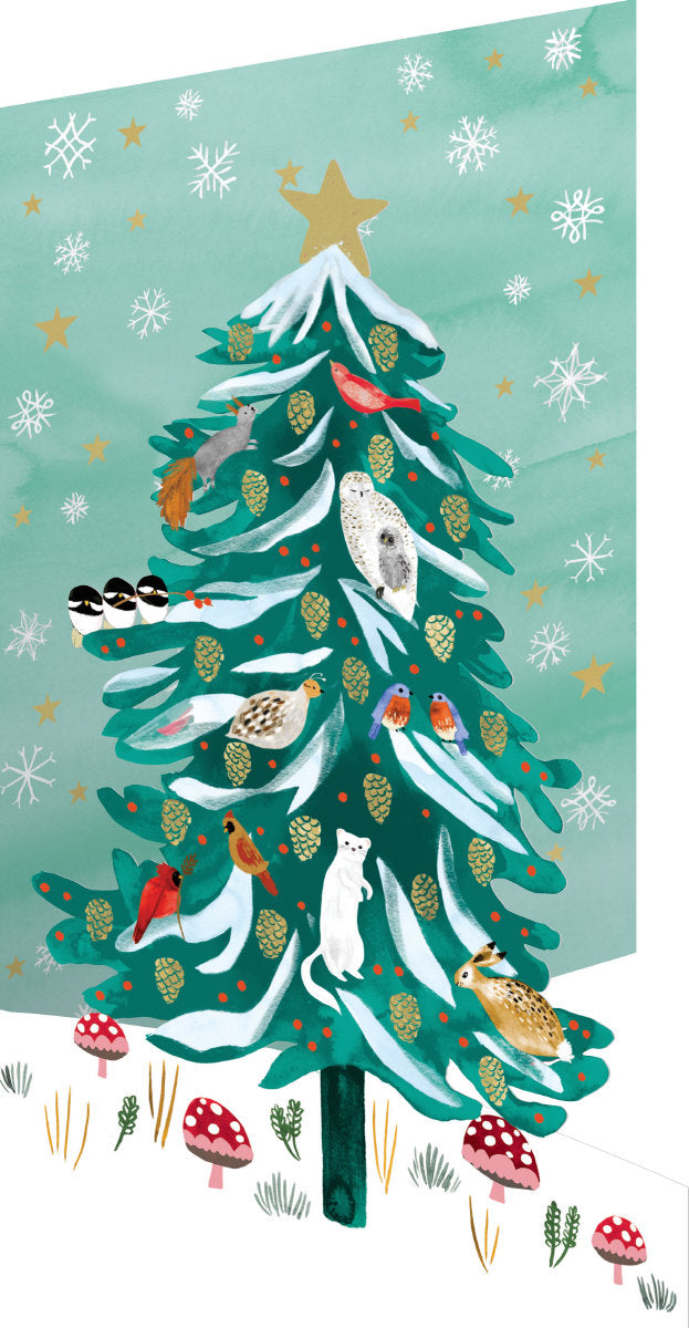 Roger la Borde Christmas Conifer Lasercut Card featuring artwork by Katie Vernon