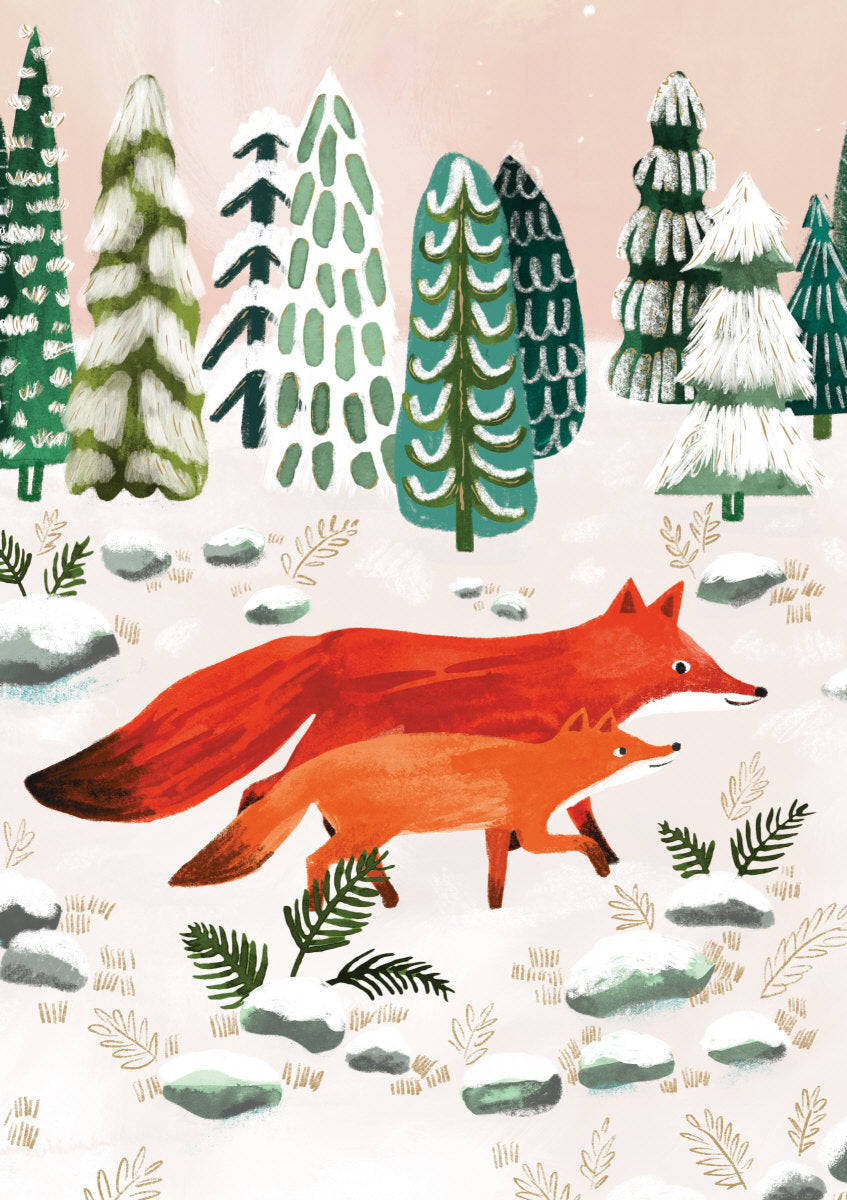 Fox & Cub Greeting card single