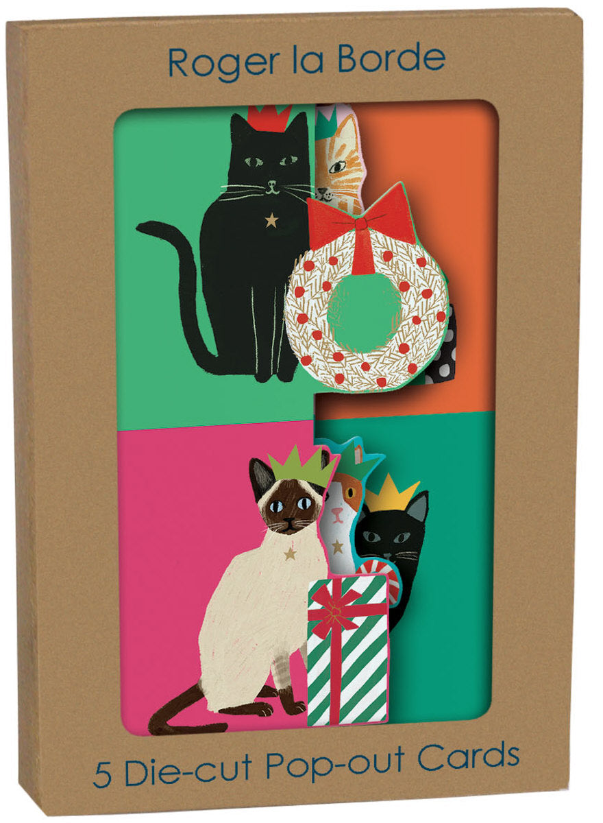 Roger la Borde Cat Checkerboard Tri-fold Card Pack featuring artwork by Anne Bentley