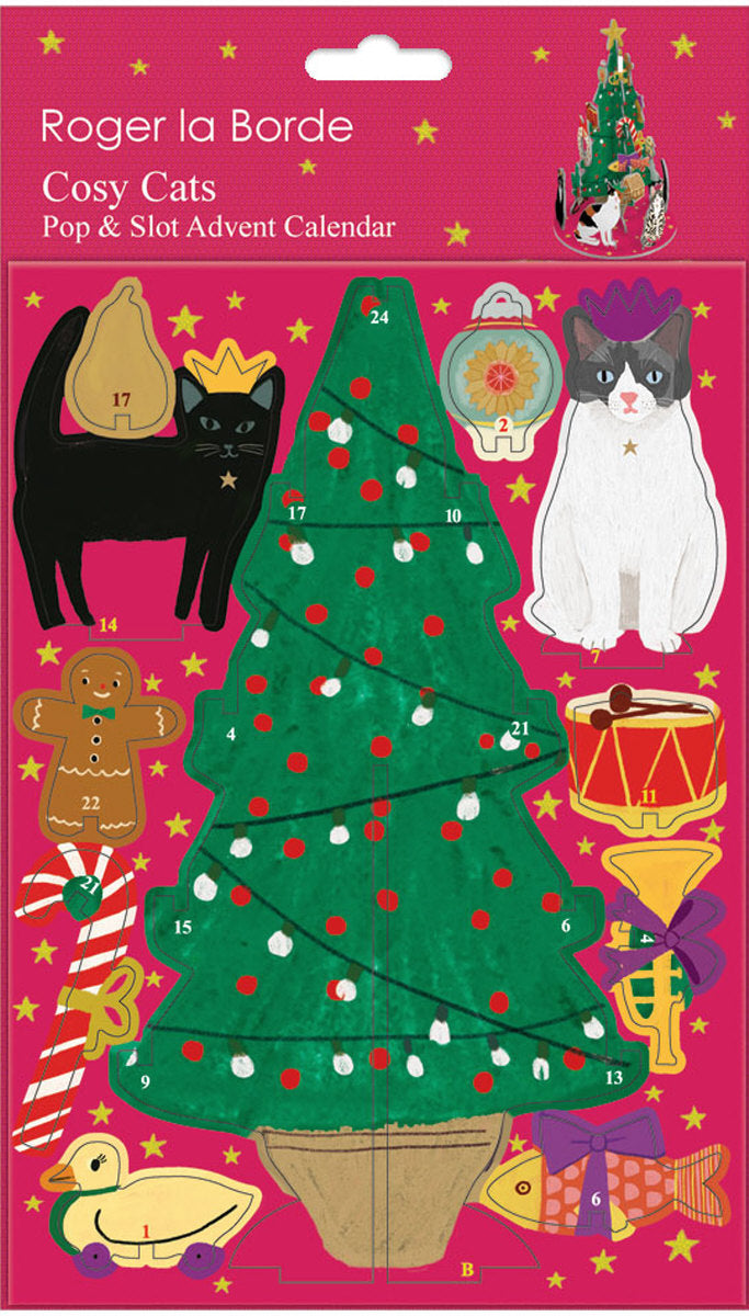 Roger la Borde Cozy Cats Petite Pop & Slot Advent featuring artwork by Anne Bentley