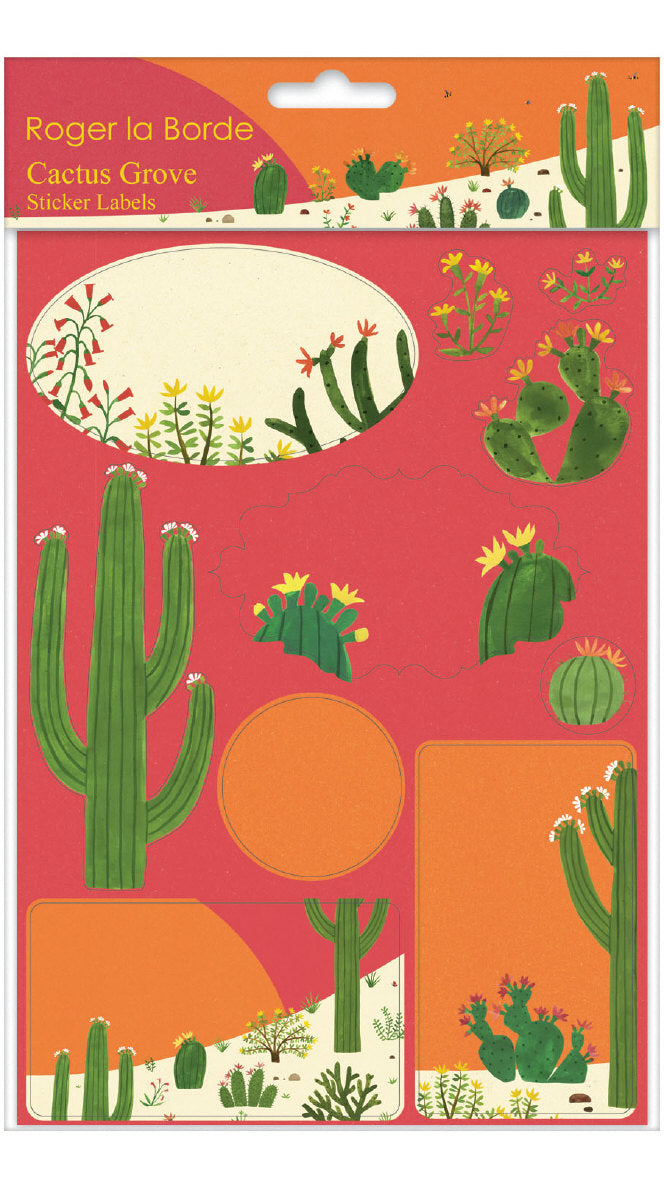 Roger la Borde Cactus Grove Sticker Label Sheets featuring artwork by Lara Hawthorne