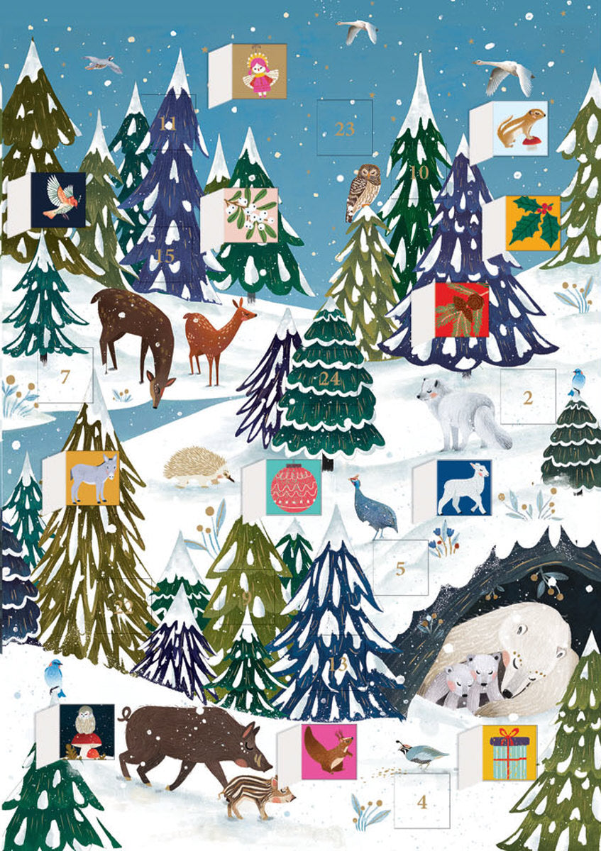Roger la Borde Wild Wood Hideaway Advent calendar card featuring artwork by Antoana Oreski