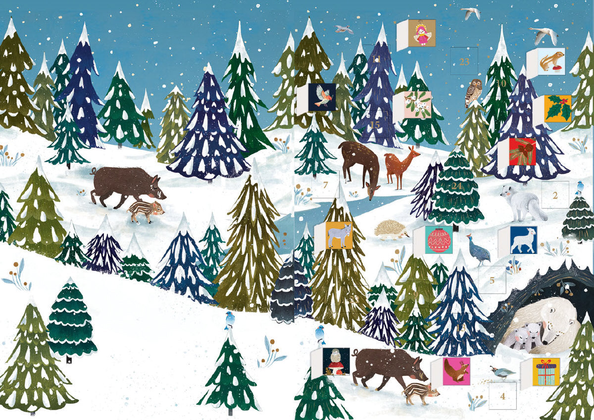Roger la Borde Wild Wood Hideaway Advent calendar card featuring artwork by Antoana Oreski