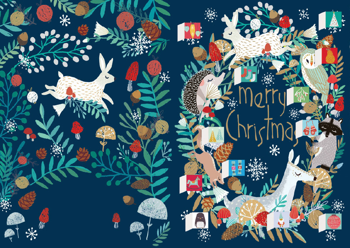 Roger la Borde Wild Wood Hideaway Advent calendar card featuring artwork by Antoana Oreski