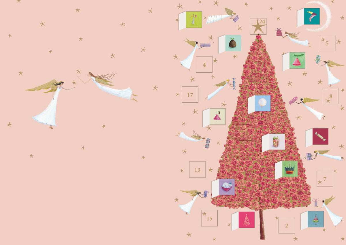 Roger la Borde Celestial Tree Advent calendar card featuring artwork by Roger la Borde