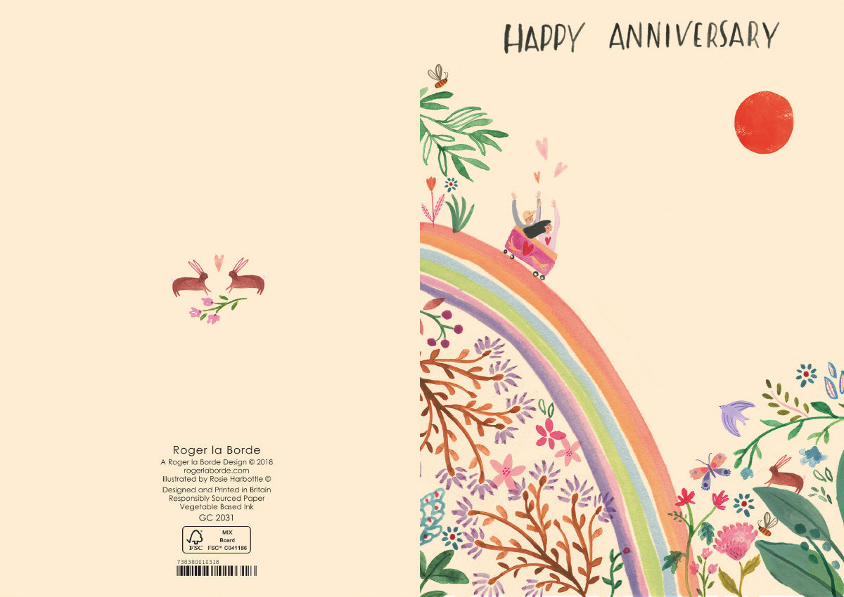 Roger la Borde Over the Rainbow Greeting card featuring artwork by Rosie Harbottle