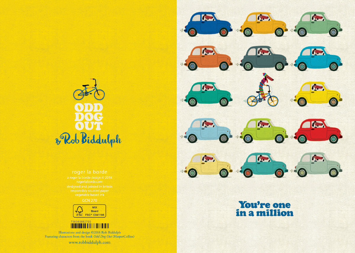 Roger la Borde Odd Dog Out Petite Card featuring artwork by Rob Biddulph