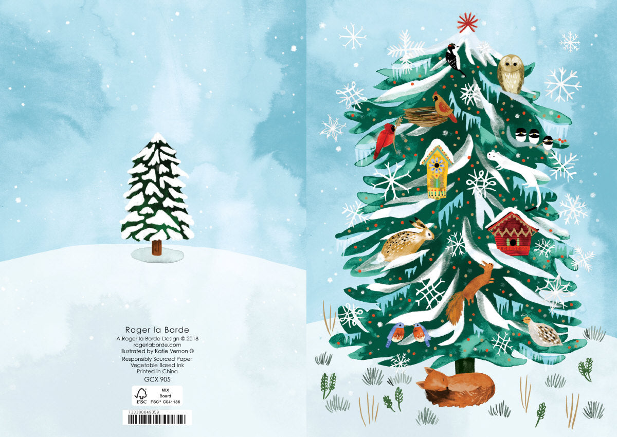 Roger la Borde Christmas Conifer Standard card featuring artwork by Katie Vernon