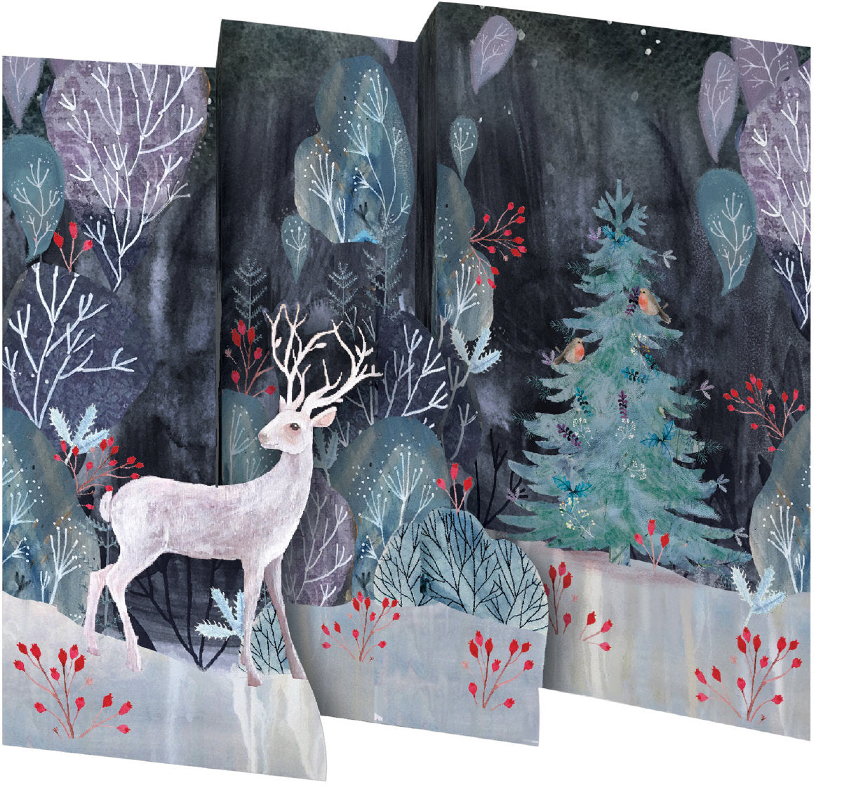 Roger la Borde Silver Stag Notecard Pack (5 tri-fold cards) featuring artwork by Kendra Binney
