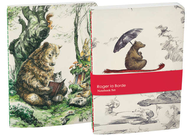 Roger la Borde Flying Bear A5 Softback Notebook Set featuring artwork by Elise Hurst