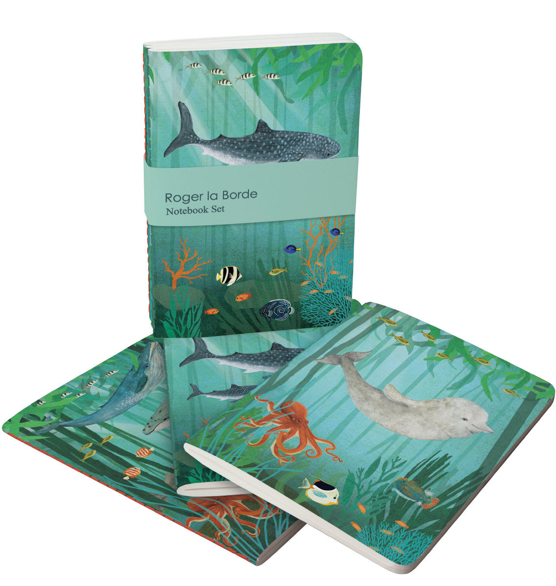 Roger la Borde Whale Song A6 Softback Journal Set featuring artwork by Katherine Quinn