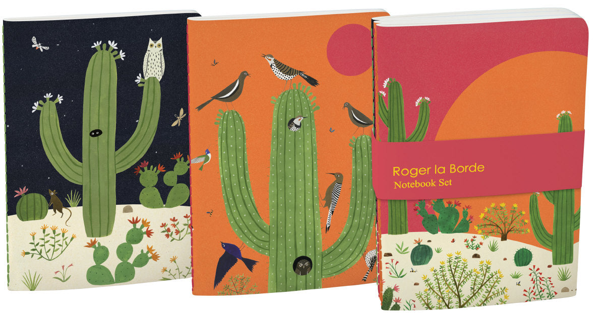 Roger la Borde Cactus Grove A6 Softback Journal Set featuring artwork by Lara Hawthorne