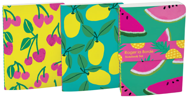 Roger la Borde Cute Fruit A6 Softback Journal Set featuring artwork by Anne Bentley