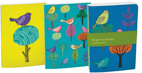 Roger la Borde Modern Birds A6 Softback Journal Set featuring artwork by Repeat Repeat