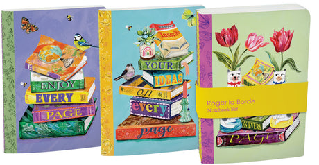 Roger la Borde Bookstack A6 Softback Journal Set featuring artwork by Fay Ford