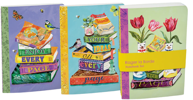 Roger la Borde Bookstack A6 Softback Journal Set featuring artwork by Fay Ford