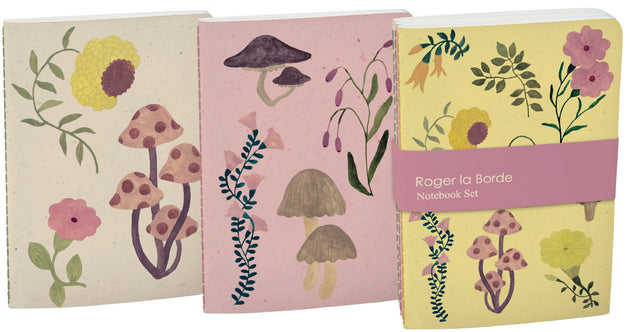 Roger la Borde Flora and Fungi A6 Softback Journal Set featuring artwork by Karolina Ciechanska