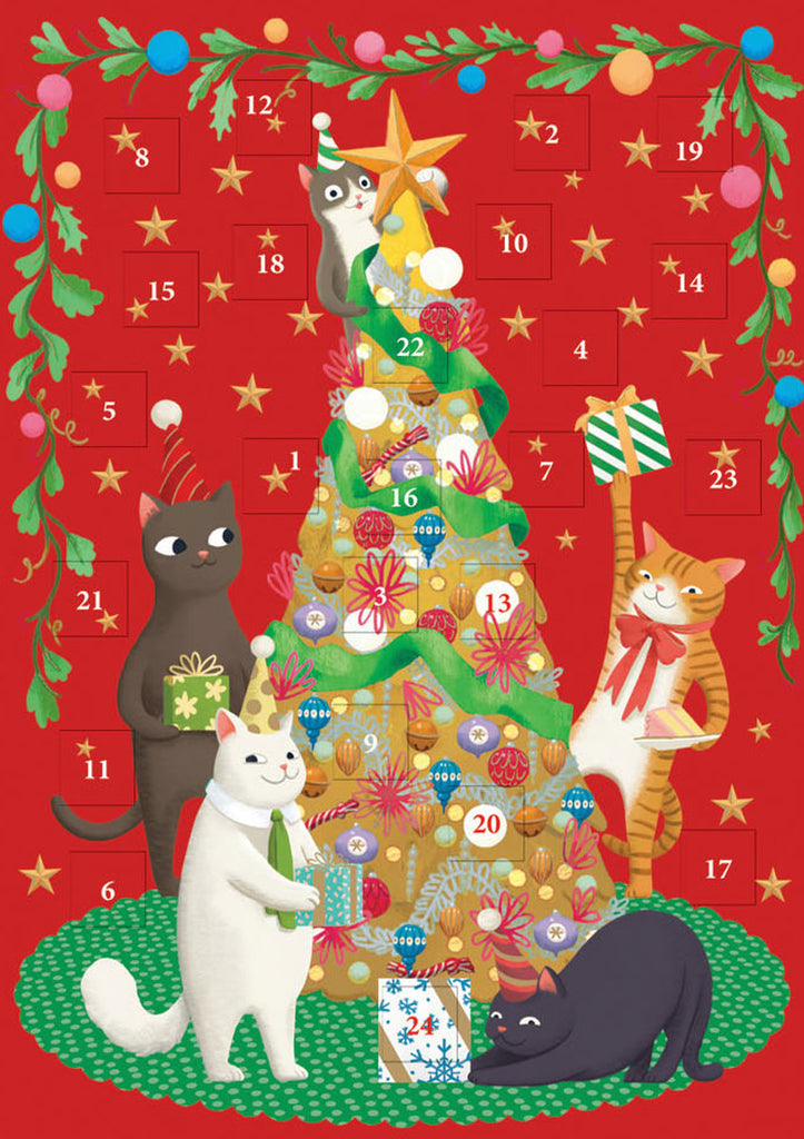 Roger la Borde Miaow Factor Advent calendar card featuring artwork by Jennifer M Potter