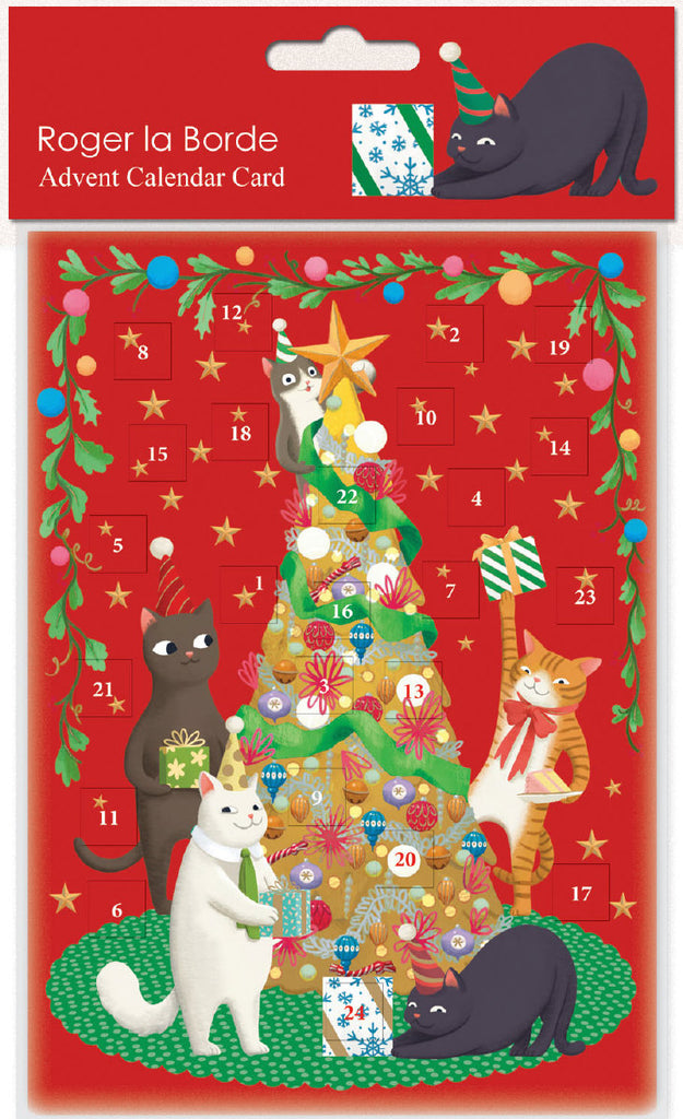 Roger la Borde Miaow Factor Advent calendar card featuring artwork by Jennifer M Potter