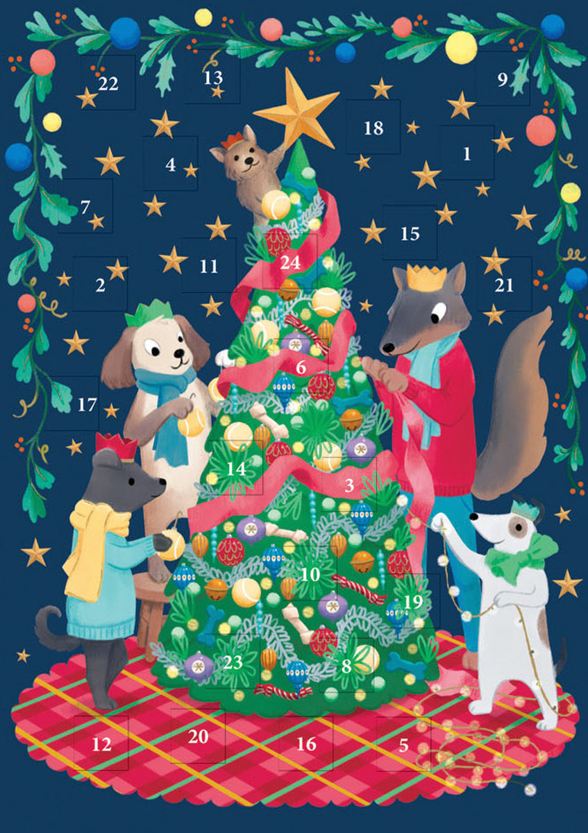 Roger la Borde Bow Wow Wow Advent calendar card featuring artwork by Jennifer M Potter