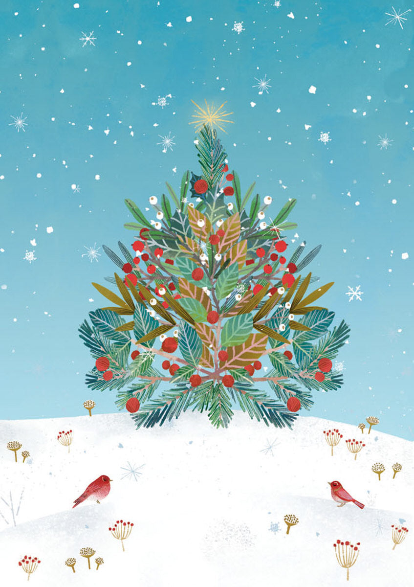 Roger la Borde Beneath the Tree Advent calendar card featuring artwork by Antoana Oreski