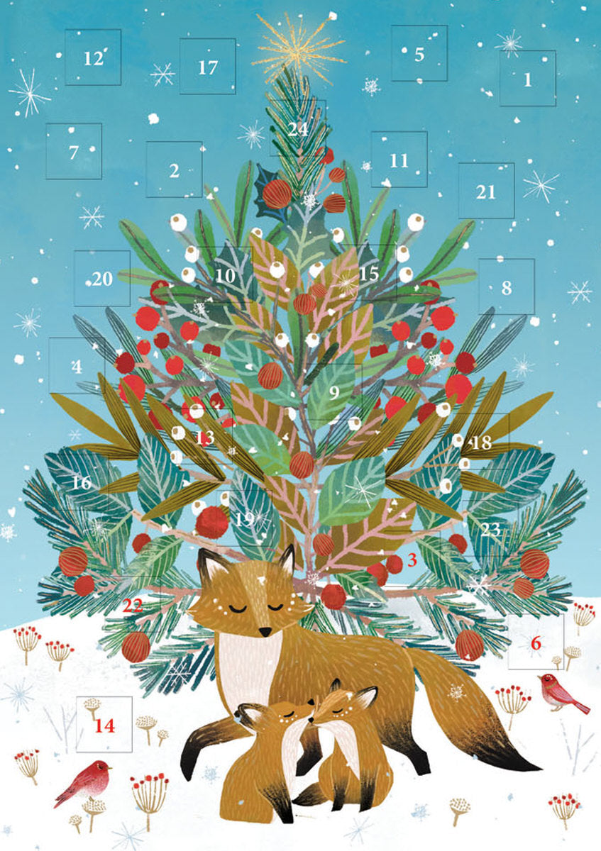 Roger la Borde Beneath the Tree Advent calendar card featuring artwork by Antoana Oreski