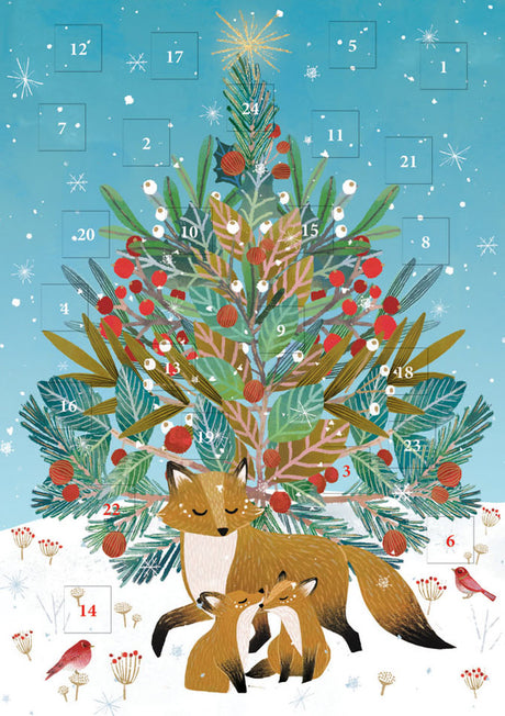 Roger la Borde Beneath the Tree Advent calendar card featuring artwork by Antoana Oreski