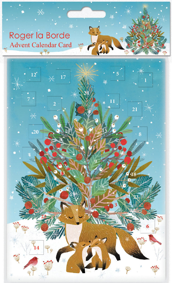 Roger la Borde Beneath the Tree Advent calendar card featuring artwork by Antoana Oreski