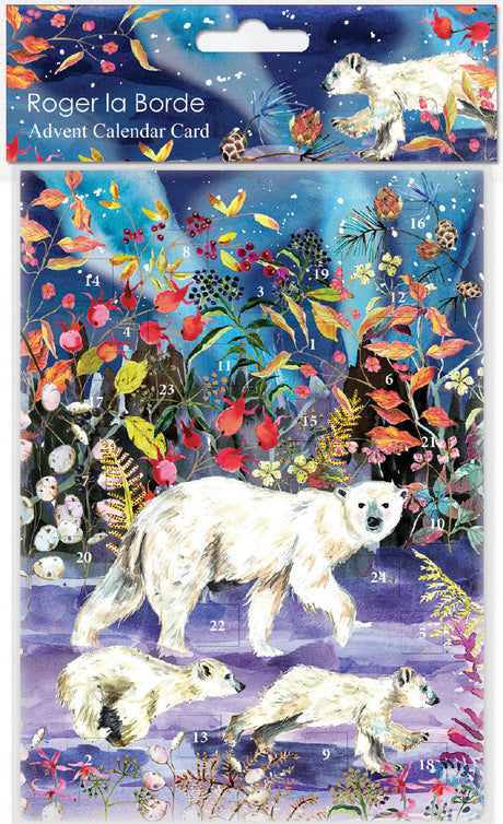 Roger la Borde Aurora Bears Advent calendar card featuring artwork by Fay Ford