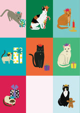 Roger la Borde Cat Checkerboard Advent calendar card featuring artwork by Anne Bentley