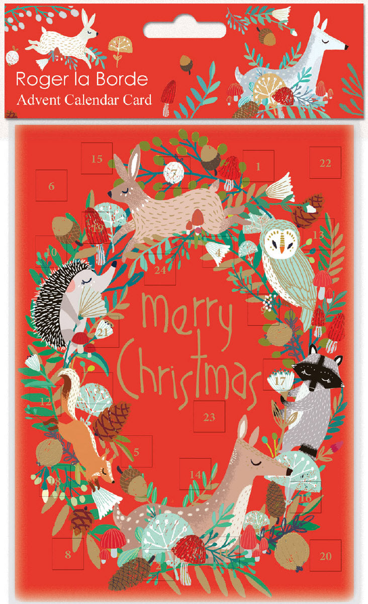 Roger la Borde Snowy Sanctuary Advent calendar card featuring artwork by Antoana Oreski