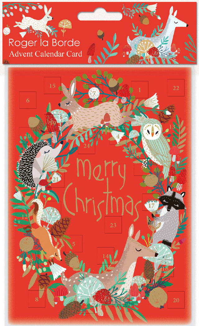 Roger la Borde Snowy Sanctuary Advent calendar card featuring artwork by Antoana Oreski