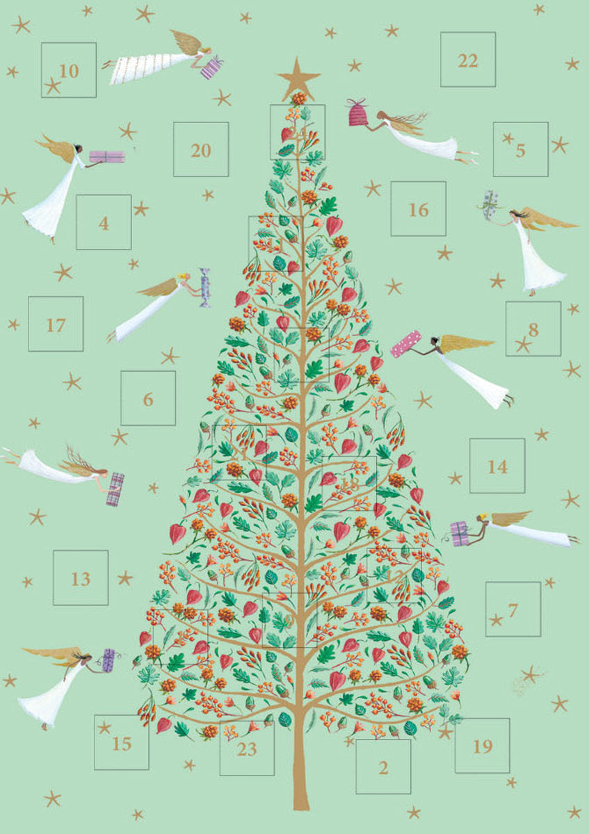 Roger la Borde Angelic Antics Advent calendar card featuring artwork by Roger la Borde