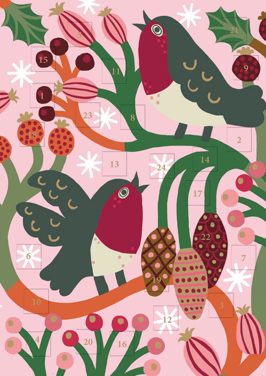 Roger la Borde Christmas Chorus Advent calendar card featuring artwork by Monika Forsberg