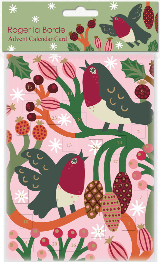Roger la Borde Christmas Chorus Advent calendar card featuring artwork by Monika Forsberg