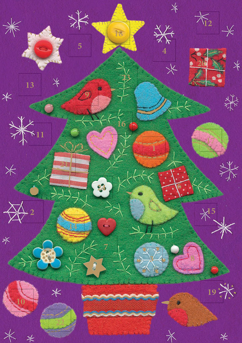 Roger la Borde Fuzzy Friends Advent calendar card featuring artwork by Clare Beaton