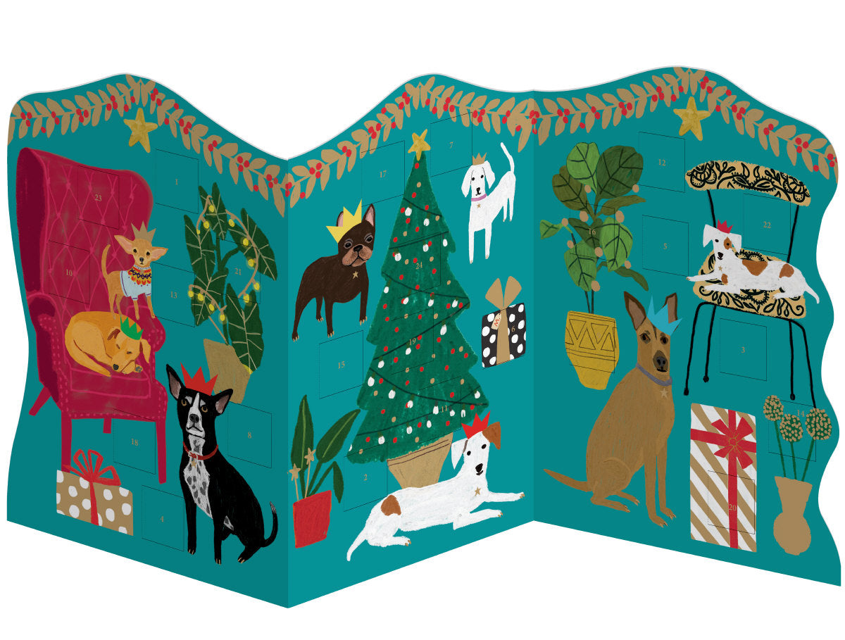 Roger la Borde Pooch Perfection Trifold Advent Calendar featuring artwork by Anne Bentley