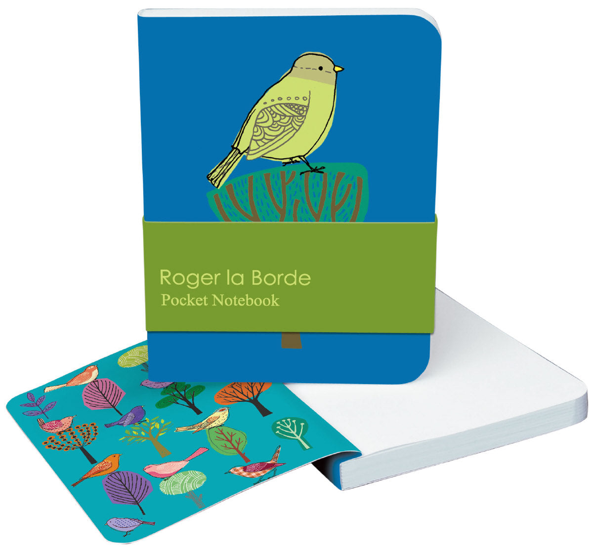 Roger la Borde Modern Birds Pocket Notebook featuring artwork by Repeat Repeat