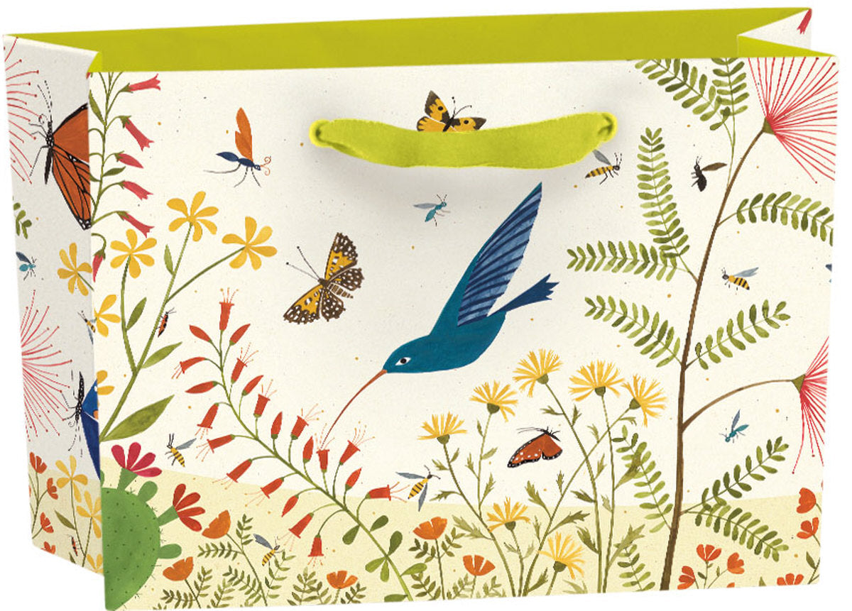 Roger la Borde Hummingbird Small Landscape Gift Bag featuring artwork by Lara Hawthorne