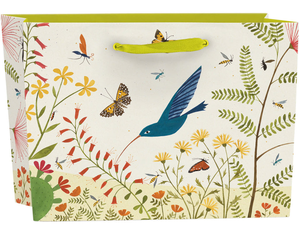 Roger la Borde Hummingbird Large Landscape Gift Bag featuring artwork by Lara Hawthorne