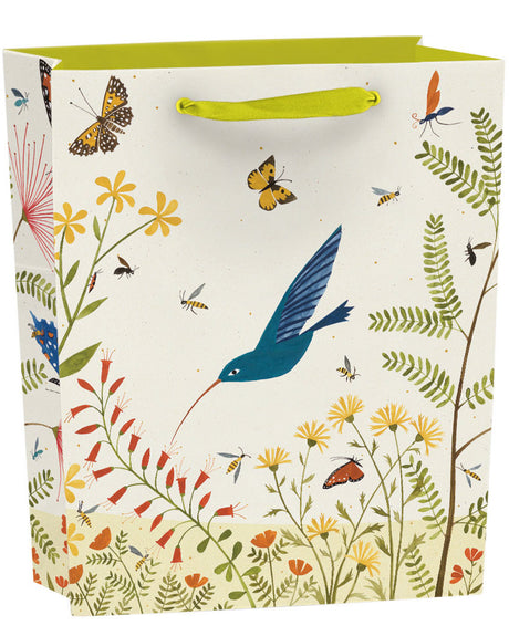 Roger la Borde Hummingbird Medium Gift Bag featuring artwork by Lara Hawthorne